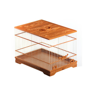 海鸥门塑钢鸟笼板顶塑料抽屉绣眼鸟笼山雀玻璃钢方笼洗澡笼