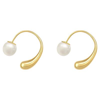 法式复古极简风水滴珍珠耳环