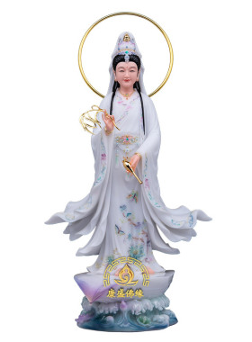 汉白玉一叶观音佛像中式家居摆件