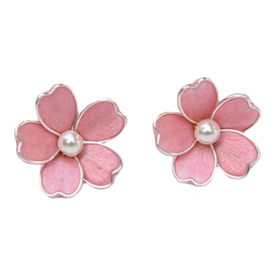 江南拾花 非遗手工绒花925银耳钉日常樱花耳环轻奢精致小巧耳饰