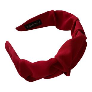 复古安可拉红色发箍女高颅顶显脸小发捆秋冬褶皱头箍发捆显白发饰