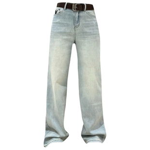 2025冬新款Jeans阿凡牛3766加厚绒保暖窄版显瘦V字牛仔直筒阔腿裤