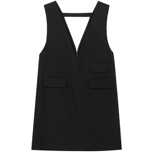 曼德诗无袖连衣裙女2025年秋季新款吊带裙子背心裙叠穿显瘦小黑裙