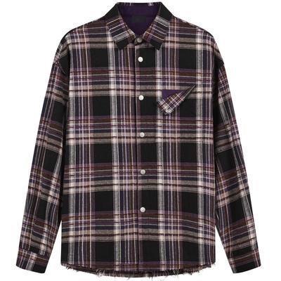 CHINISM赤尘格纹长袖衬衫男