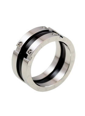 镶钻陶瓷太钢戒指男生女情侣单身