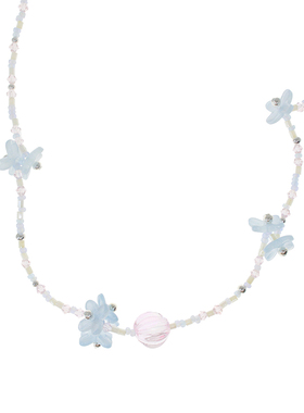 夏日淡蓝小花清新度假项链