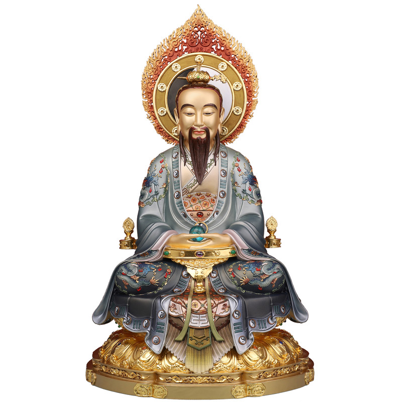 太上老君铜像家居供奉三清道祖摆件道德元始天尊灵宝天尊三清神像
