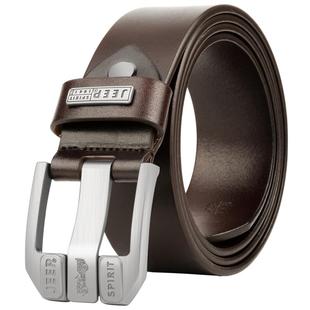 正品JEEP SPIRIT牛皮皮带男士真皮腰带针扣男裤带休闲韩版潮青年