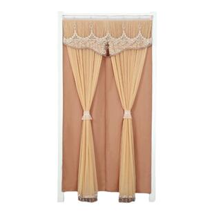 高级感门帘家用免打孔2024新款夏天防蚊卧室伸缩杆蕾丝纱帘隔断帘