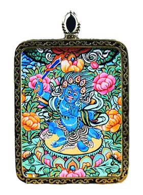 纯手绘唐卡吊坠不动明王菩萨