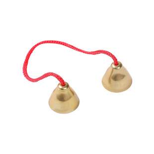 奥尔夫打击乐器幼儿园碰铃铜碰钟专业儿童带柄木柄撞钟红绳小铃铛