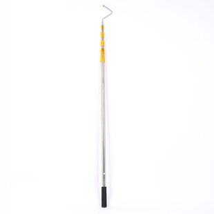 高层捡衣服取物不锈钢无尖单搭钩4米6米伸缩杆实心金属勾衣服弯钩