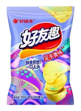 好丽友新品好友趣见手青味薯片70g袋装网红猎奇口味膨化零食适用
