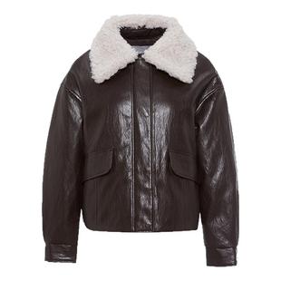 MOUSSY 2025冬季新品街头风毛领保暖皮衣羽绒夹克女028IAC30-1090