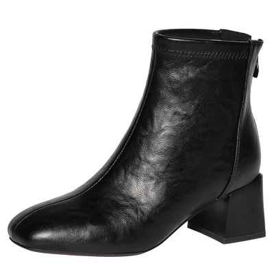 reemoor百搭方头粗跟时装靴