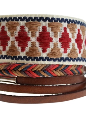 波西米亚民族风手链多层缠绕刺绣