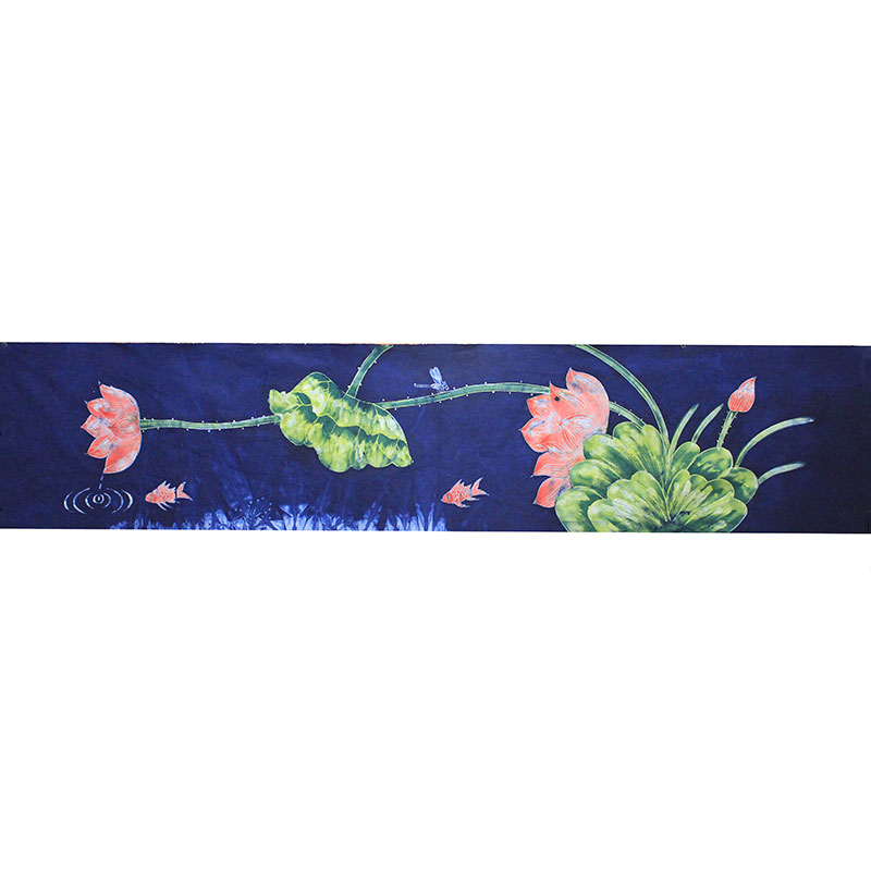 蜡染画长桌旗新荷花桌巾布艺桌旗