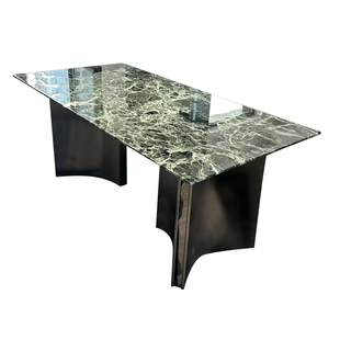 加澄天然普拉达绿奢石餐桌意式极简轻奢高档别墅餐厅天然奢石饭桌