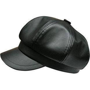 秋冬小头围气质皮帽女八角帽报童帽ins网红风大号鸭舌贝雷帽子男