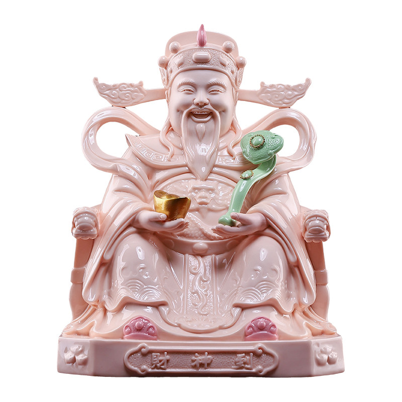 戴玉堂飘带如意财神像财神爷摆件