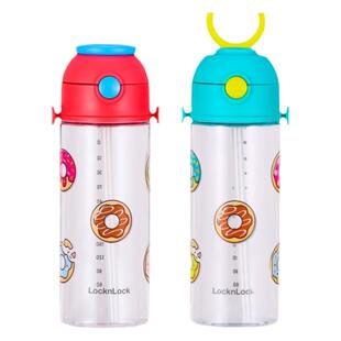 正品乐扣甜甜圈便携斜挎儿童可爱Tritan水杯夏季韩式幼儿园吸管杯