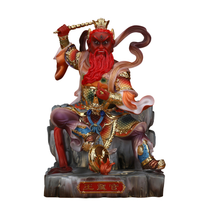 王灵官神像玉石坐像王天君火神菩萨都天大灵官家用供奉工艺品摆件