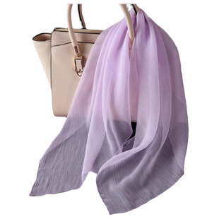 浅紫色围巾女桑蚕丝丝巾2026春季纱巾围脖护颈小方巾妈妈防晒披肩
