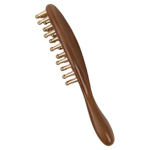 经络梳按摩梳子黄铜头部头皮经络疏通加厚宽齿疗通男女士金丝檀木