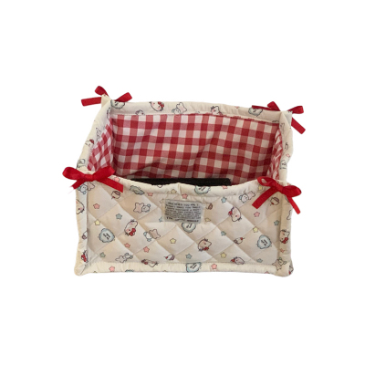 可爱收纳筐ins绗缝布艺桌面整理收纳盒长方形杂物收纳篮家居宿舍