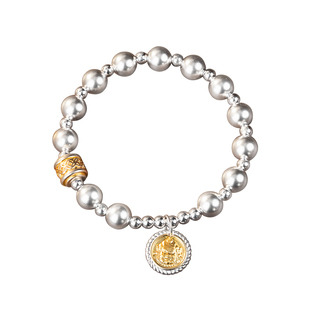 999足银黄财神手链女轻奢小众精致本命年招财手串纯银描金银首饰