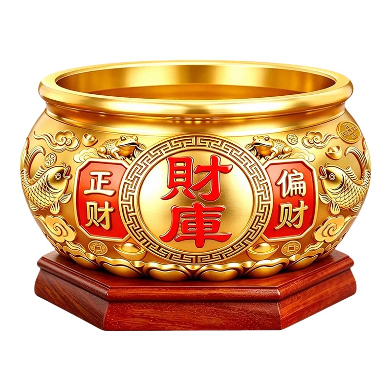 黄铜聚宝盆招财摆件存钱罐