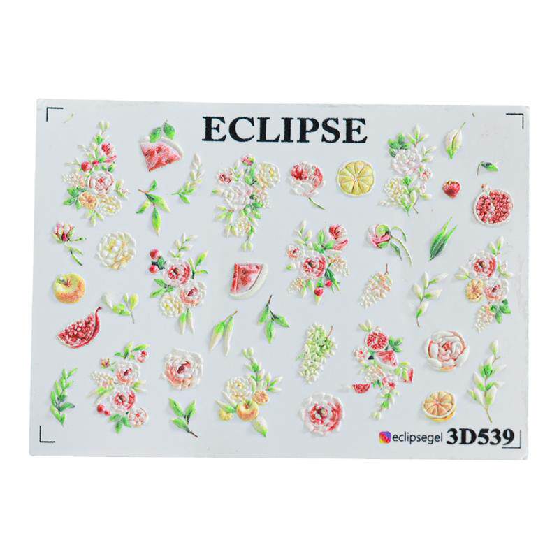 俄罗斯ECLIPSE水转印美甲贴纸3D浮雕立体手绘甲油胶非背胶560-628