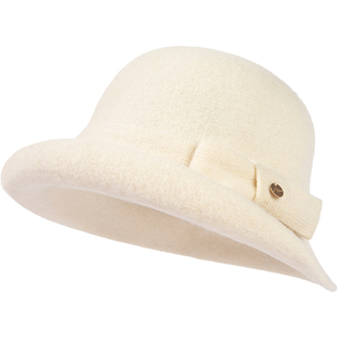 siggi 帽子女秋冬优雅卷边渔夫帽羊毛帽时尚洋气礼帽轻便保暖盆帽