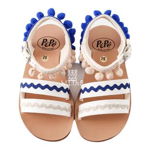 6Z Little家意大利pepe SS24女宝宝复古花朵彩色编织拉菲草凉鞋