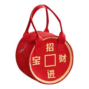 2026新年礼物盒子毛毡包中式大号包装袋年会礼盒礼袋手提袋礼品袋