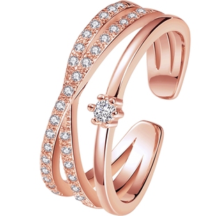 小众时尚多层叠戴戒指女开口戒可调节个性设计食指指环关节戒饰品