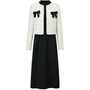 歌莉娅套装女冬季新款小香风短外套黑色连衣裙两件套1BCRAB010