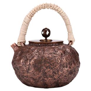 纯手工脱蜡铸造一体紫铜壶加厚迷你0.9L小容量纯铜煮茶壶铸铜茶具