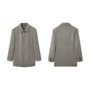 【羊毛羊绒】金利来秋冬新款男士呢大衣男款翻领商务休闲中长外套