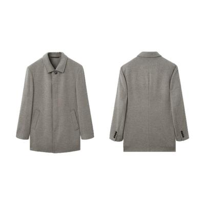 【羊毛羊绒】金利来秋冬新款男士呢大衣男款翻领商务休闲中长外套