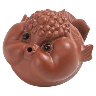 紫砂茶宠吐泡泡鱼小金鱼精品可养茶玩茶桌茶台茶盘装饰品摆件香插