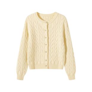 班尼路加绒毛衣开衫女款2026新款冬季小个子针织衫加厚外套上衣M