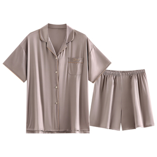 家乐芬睡衣女士夏季丝绸冰丝短袖短裤仿真丝质家居服夏天夏款套装