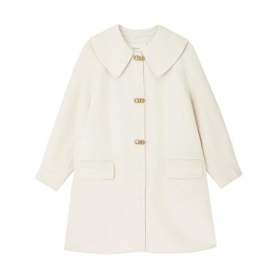 MSLAN100%羊毛毛呢大衣周也同款