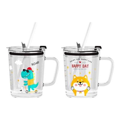 玻璃牛奶杯卡通带把手杯子