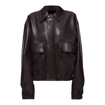 EMPTYPAGE咖啡色PU皮衣