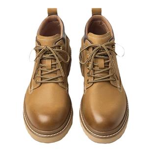 BeauToday软皮美式马丁靴男款英伦风厚底中帮皮鞋复古工装靴反绒