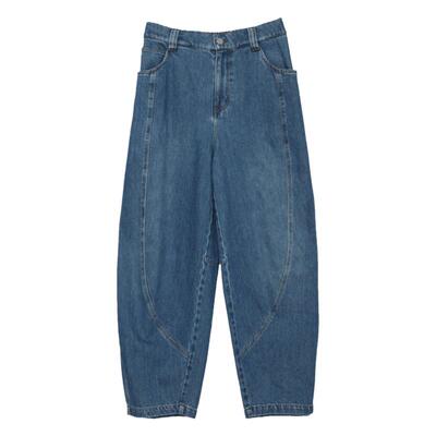 MOVEUP幻走2024秋季新款.FUN系列松紧分割设计师牛仔直筒裤女