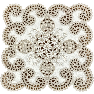 绣花方桌布桌垫盘垫田园布艺轻奢欧式美式中式床头柜盖巾花团锦簇