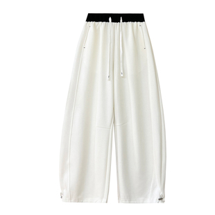 版型巨好高腰抽绳卫裤女秋冬加绒休闲百搭阔腿束脚两穿弯刀运动裤